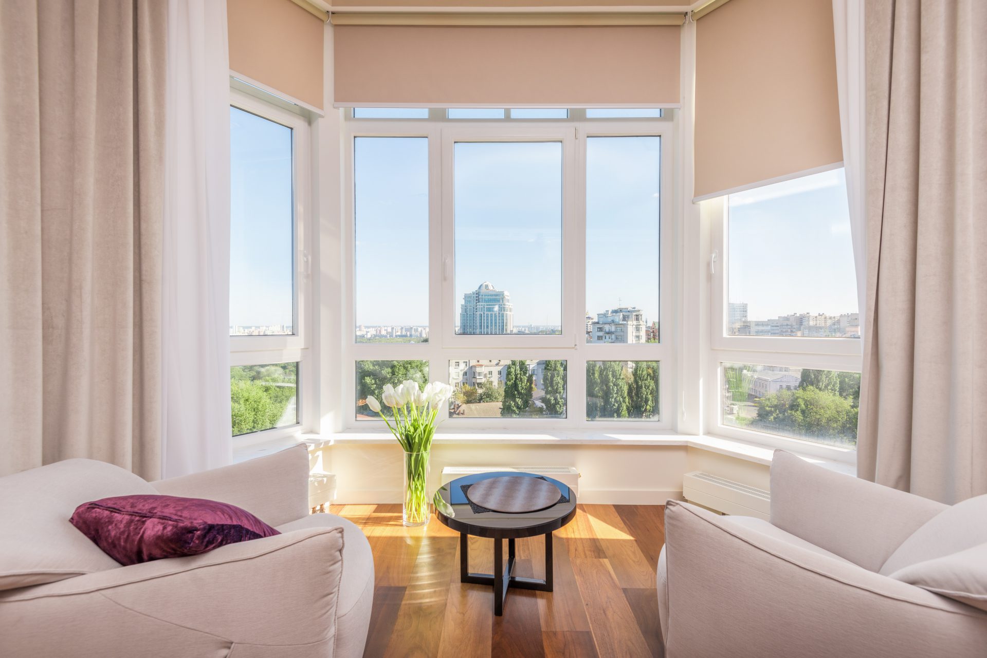 Living room with Large uPVC windows